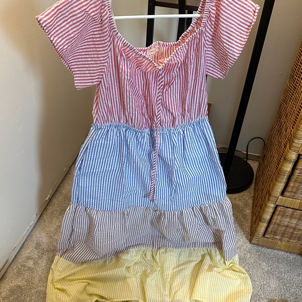 Urban Outfitters Dress in Red, Blue, and Yellow Stripes
